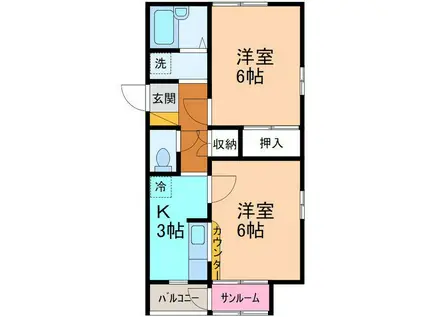 ムーンブリッジ(2K/1階)の間取り写真