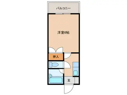 フレクション大在(1K/3階)の間取り写真