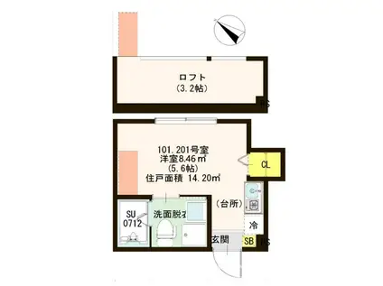 ハーモニーテラス足立III(ワンルーム/1階)の間取り写真