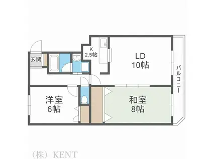 コスモB棟(2LDK/3階)の間取り写真