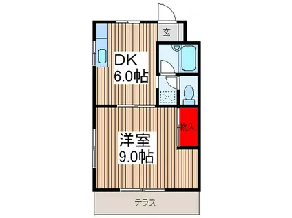 デュエット大戸(1DK/1階)の間取り写真