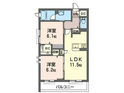 セレナ・パーク(2LDK/2階)の間取り写真