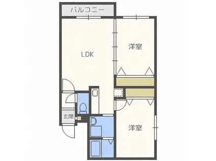 ファミリーコート平和通(2LDK/2階)の間取り写真