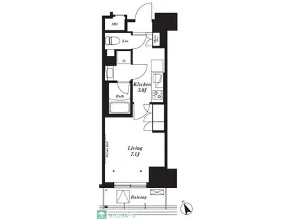 プライマル船橋(1K/9階)の間取り写真