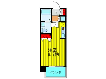 レジュールアッシュ・西天満(ワンルーム/8階)の間取り写真