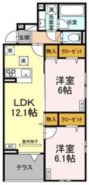 ASSET-COURT八坂(2LDK/1階)の間取り写真