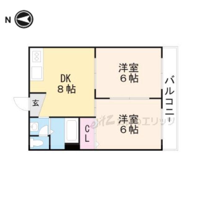 サンワロイヤルマンション(2DK/4階)の間取り写真