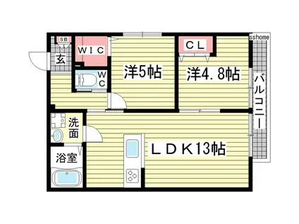 リアライズ箕岡旧アーバン箕岡(2LDK/2階)の間取り写真