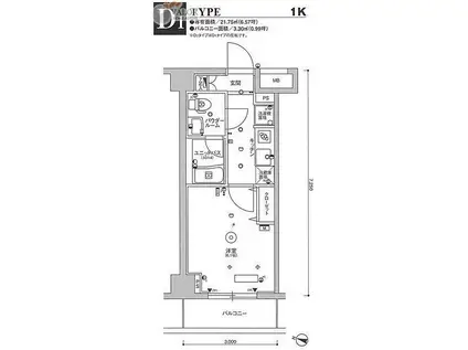 スカイコート川崎京町(1K/4階)の間取り写真
