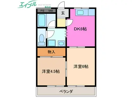 ストリートアート(2DK/4階)の間取り写真