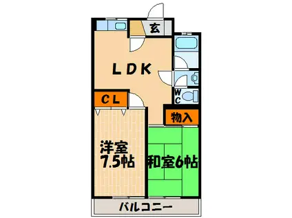 高橋ビル(2LDK/2階)の間取り写真