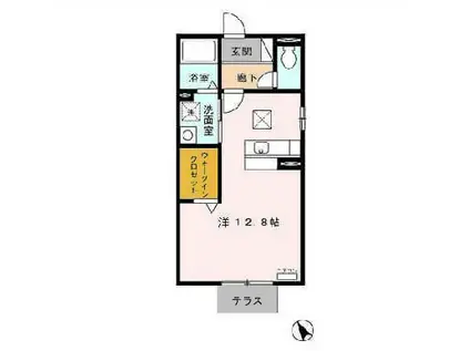 ヴィラ赤坪(ワンルーム/1階)の間取り写真