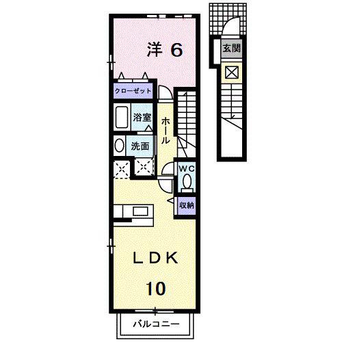 ブランドール日ノ本B(1LDK/2階)の間取り写真