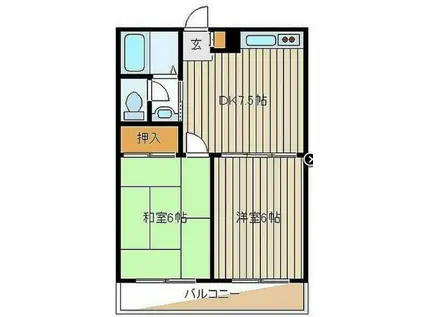 ローヤルコーポ(2DK/1階)の間取り写真
