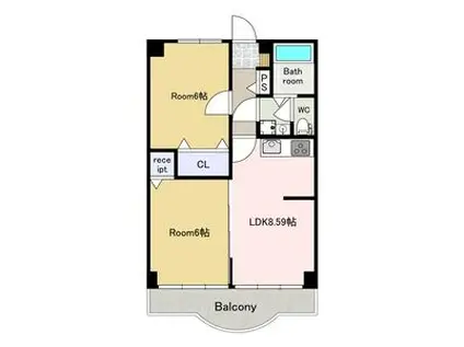 常陸ハイツ(2LDK/1階)の間取り写真