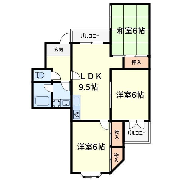 サンヴェール高槻(3LDK/1階)の間取り写真