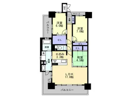 アルファスマート北久米(3LDK/5階)の間取り写真