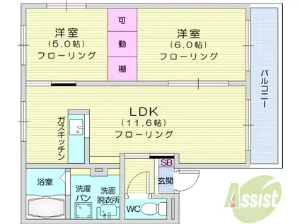 BONHEURL 1(2LDK/1階)の間取り写真