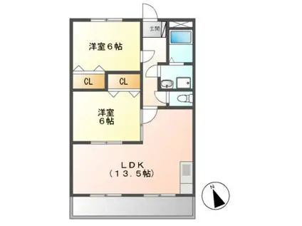 ヒューマンズ川口(2LDK/3階)の間取り写真