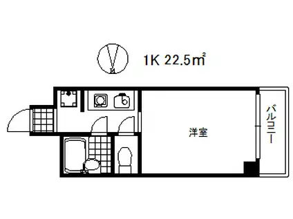 ハイツ湊川(1K/3階)の間取り写真