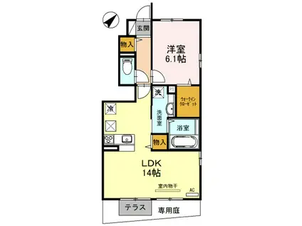 セジュール623 II(1LDK/1階)の間取り写真