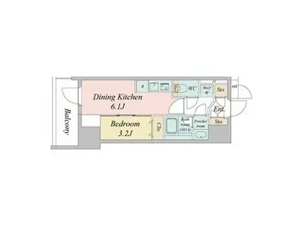 ルネフラッツ今池駅前サウス(1DK/2階)の間取り写真