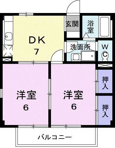 エクセル後田A(2DK/2階)の間取り写真