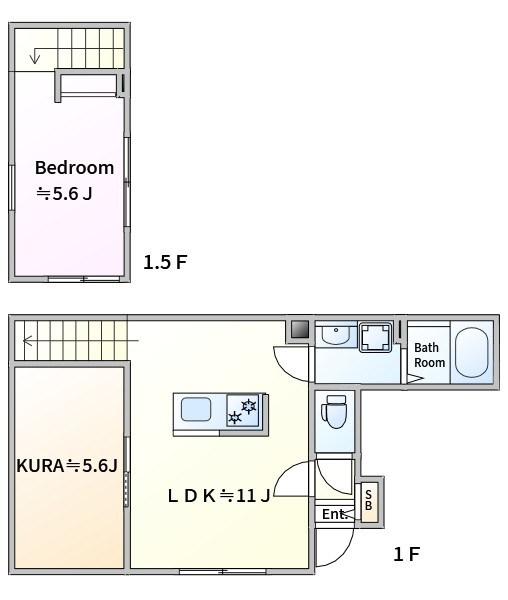 ミアカミオ(1LDK/1階)の間取り写真