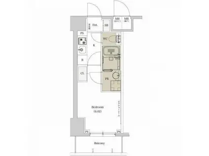 エスタート品川戸越II(1K/11階)の間取り写真