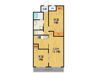 マンションエルミナール(2LDK/2階)の間取り写真