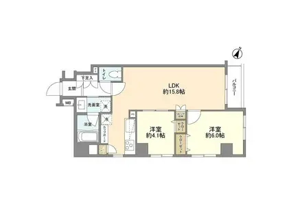 日本橋三越前アムフラット(2LDK/8階)の間取り写真