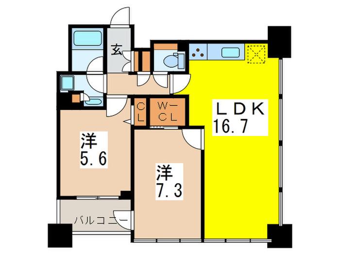 レジディアタワー上池袋(2LDK/6階)の間取り写真