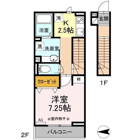 セジュール新秋津(1K/2階)の間取り写真