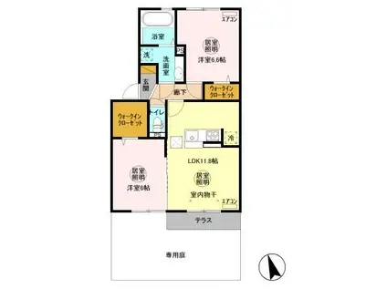 メゾン・ド・コンフォート(2LDK/1階)の間取り写真