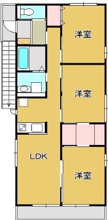 船岡テラスC(3LDK/2階)の間取り写真