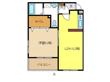 ビアンコルーチェ(1LDK/2階)の間取り写真