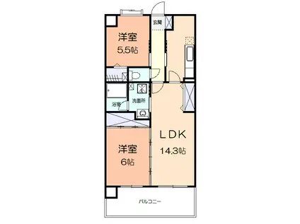 グリーンハイム5(2LDK/4階)の間取り写真
