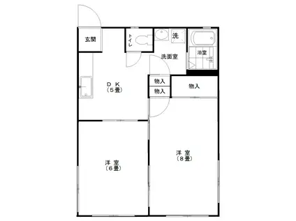 こうのハイツ(2DK/2階)の間取り写真