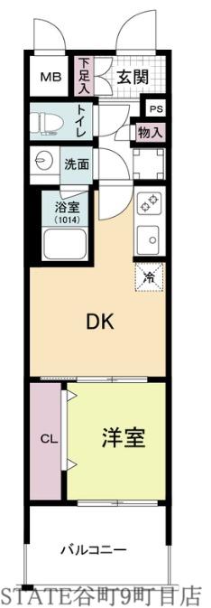 ドゥーエ天満橋(1DK/7階)の間取り写真