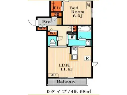 ピエス南烏山(1LDK/3階)の間取り写真