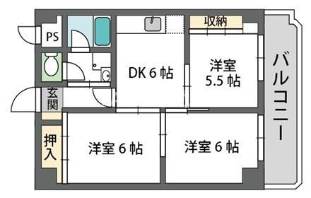 プレステージ高倉(3DK/7階)の間取り写真