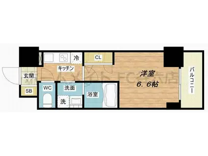 エスリード本町レジデンス(1K/8階)の間取り写真