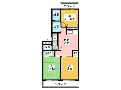 ベルエポックI(3DK/1階)の間取り写真