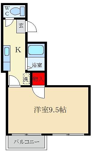 プランドール牧野駅前(1K/3階)の間取り写真