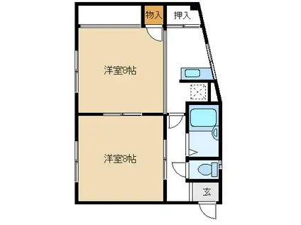 ハイツブルーム(2K/3階)の間取り写真