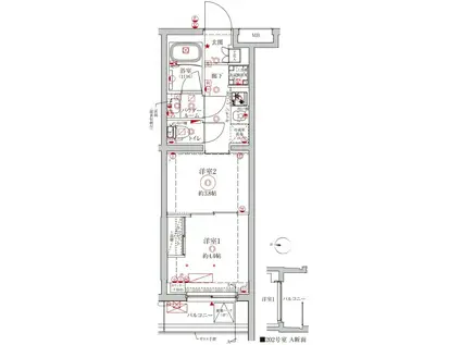 クレイシアIDZ大泉学園(2K/3階)の間取り写真