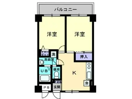 フロンティア栗林(2K/4階)の間取り写真