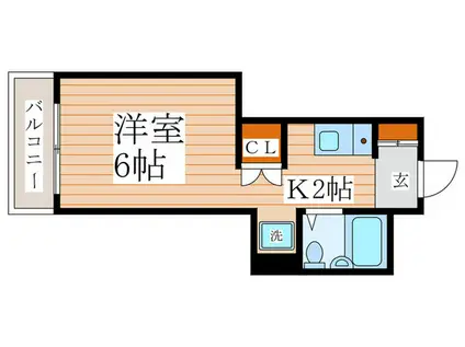 シルクヴィレッジ(1K/2階)の間取り写真