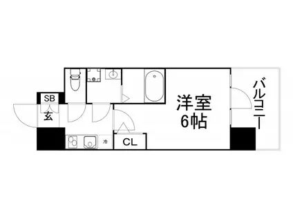 エスリードNAGAHORI GATE(1K/11階)の間取り写真