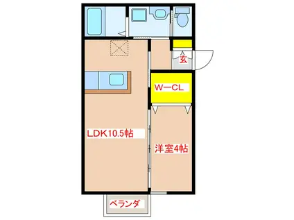 CHULA D棟(1LDK/2階)の間取り写真